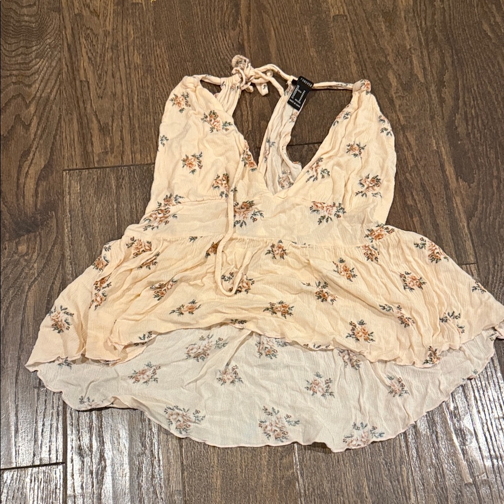 Forever 21 Cream Floral Top
